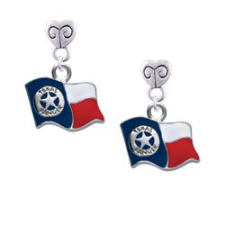 Texas Flag - Ranger Mini Heart Charm Earrings