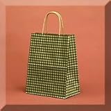8 X 4-3/4 X 10-1/4 Green Gingham Handle Bag