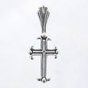 Tiny Ornate Cross Charm with Decorative Bale in Sterling Silver, #11426