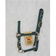 Hamilton Deluxe 3/4" Nylon Horse Halter with Adjustable Chin and Snap, Dark Green, Weanling/Large Pony (200-300 lbs)