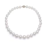 Graduated South Sea Round, Milky-White Precious Pearl Necklace with 14K Yellow Gold Clasp