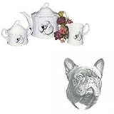 French Bulldog Tea Set, Porcelain by Rosalinde