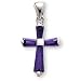Sterling Silver Cross with Sapphire CZ Baguettes and 18-inch Chain - Small