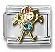 Clearly Charming March Aquamarine Czech Crystal & Gold Little Boy Birthstone Italian Charm Bracelet Link