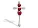 14K White Gold Genuine Heart Ruby and Diamond Cross Pendant