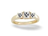 14K Yellow Gold Genuine Square White Topaz 3-Stone Ring