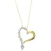 1/10 Carat Journey Diamond 10k Yellow Gold Large Floating Heart Pendant w/ Chain