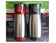2 Pack Vacuum Insulated Contigo AUTOSEAL Stainless Steel Travel Mugs - 1 x GREY and 1 x DEEP RED - 100% Leak Proof - Textured Soft Grip with Non Skid Base fits Car Cup Holders.