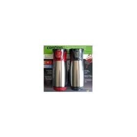 2 Pack Vacuum Insulated Contigo AUTOSEAL Stainless Steel Travel Mugs - 1 x GREY and 1 x DEEP RED - 100% Leak Proof - Textured Soft Grip with Non Skid Base fits Car Cup Holders.