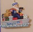 Navy Santa in Ship Ornament