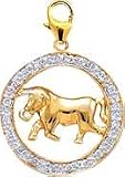 Zodiac Taurus, 14K Gold Diamond Charm
