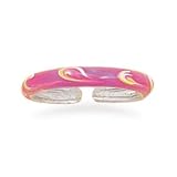 Pink/Orange/White Enamel Toe Ring