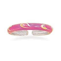 Pink with Swirl Enamel Toe Ring