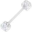 BIOPLAST Clear DICE Barbell Tongue Ring