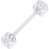 BIOPLAST Clear DICE Barbell Tongue Ring