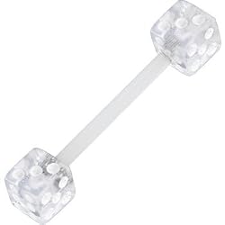 Bioplast Clear Dice Barbell Tongue Ring