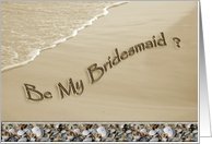Be My Bridesmaid? Wedding Invitation Attendants Beach Theme with Wave & Shell Border Card