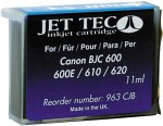 Jet-Tec Compatible Cartridge for Canon BJC600/600e/610/620, 11 ml Cyan