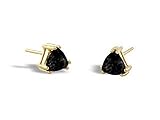 14K Yellow Gold Genuine Trillion Black Onyx Stud Earrings