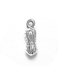 Sterling Silver 18" .8mm Wide Box Chain Necklace With Small 3D Legume Peanut Pendant