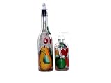 Review ArtisanStreet  / ArtisanStreet's Fruit Pour Bottle & Soap Dispenser Set Features Bright Red Cherries, Golden Pears & Apricots and Green Apples. Set of Two Bottles. Use For Oil, Soap, Lotion. Made to Order & Signed by Artisan.