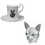 Chihuahua, Smooth Cup and Saucer, Porcelain by Rosalinde