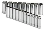 Wire Strippers: 1/2 In Drive 12 Pt Metric Deep Socket Set - 21 Piece