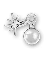 Sterling Silver 3D Lit Fuse Smoke Ball Bomb Firecracker Charm