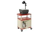 Plastic Utility Cart 3 Shelves Red With Security Cabinet