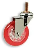 Cool Casters - Translucent Wheel Caster, Candy Red Wheel, Chrome Yoke, Threaded Stem, No Brake - Item #50-75-CAPR-CH-TS-NB