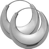 Large Wide Sterling Silver Oval Hoop Earrings