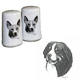 Bernese Mountain Dog Small Salt and Pepper Shakers, Porcelain by Rosalinde (3')