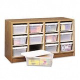Safco 9452MO Safco 12-Bin Economy Storage Organizers, 34 x 13 x 19, Medium Oak Laminate