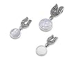Sterling Silver Marcasite Pendant and Earrings Set - Dangling with Round Cut Mother of Pearl