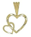 14kt Gold Double Open Heart Charm-PD0915