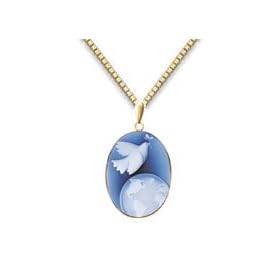 Peace on Earth Genuine Agate Cameo Pendant by