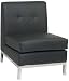 Armless Wall Street Modular Component with Chrome Finish Base (Part of Love Seat or Sofa) (Espresso
