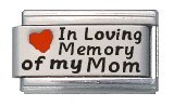 In Loving Memory of My Mom Enamel Red Heart Laser Italian Charm