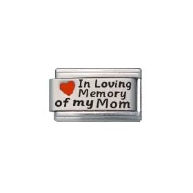 Clearly Charming In Loving Memory of My Mom Enamel Red Heart Laser Italian Charm