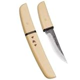 Kanetsune Miyabi Damascus Fixed Blade Knife with Wooden Sheath