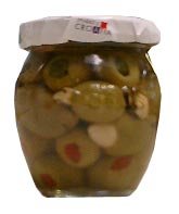 Stuffed Green Olives with Capers, Almonds, Red Peppers (sms) 7.2oz by parthenonfoods.com