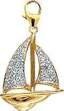 Sailboat, 14K Gold Diamond Charm
