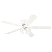 Westinghouse 7871500 Contempra IV Four-Light 52-Inch Five-Blade Indoor Ceiling Fan, White with Frosted Ribbed-Glass Shades