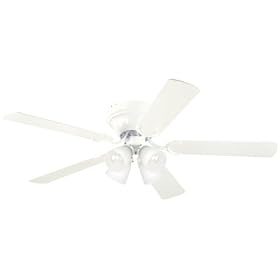 Westinghouse 7871500 Contempra IV Four-Light 52-Inch Five-Blade Indoor Ceiling Fan, White with Frosted Ribbed-Glass Shades