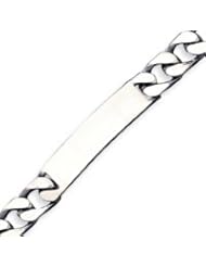 Sterling Silver 7.5 Inch Engraveable Antiqued Figaro Link ID Bracelet - 7.5 Inch