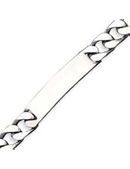 Sterling Silver 8.5 Inch Engraveable Antiqued Figaro Link ID Bracelet - 8.5 Inch
