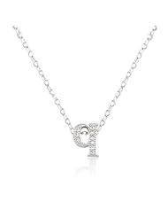 Alexander James White Gold Rhodium Plated Micro Pave Cubic Zirconia Q Initial Pendant with Lobster Clasp set in Silvertone All pendants come with 16 Inch chain.