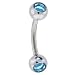  : 16 GAUGE 5/16 AQUAMARINE DOUBLE GEM EYEBROW RING 4MM