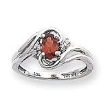14k White Gold .05ct Diamond and Garnet Birthstone Ring