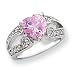 Sterling Silver 10mm Pink and Clear CZ (Cubic Zirconia) Heart Ring